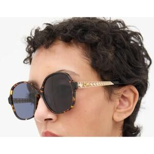 Authentic Dior Oversized Tortoiseshell Sunglasses Gold Logo Arms Made in Italy